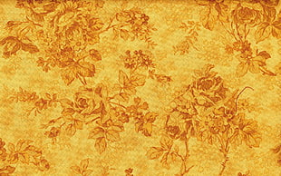 yellow and brown floral textile